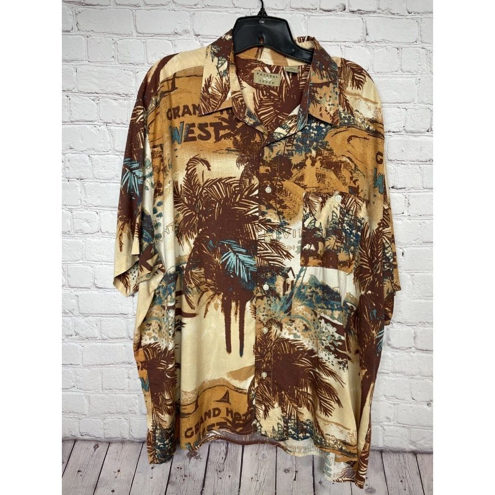 Natural Issue Mens Beach Hawaiian Short Sleeve Shirt Sz XXL Viscose Rayon